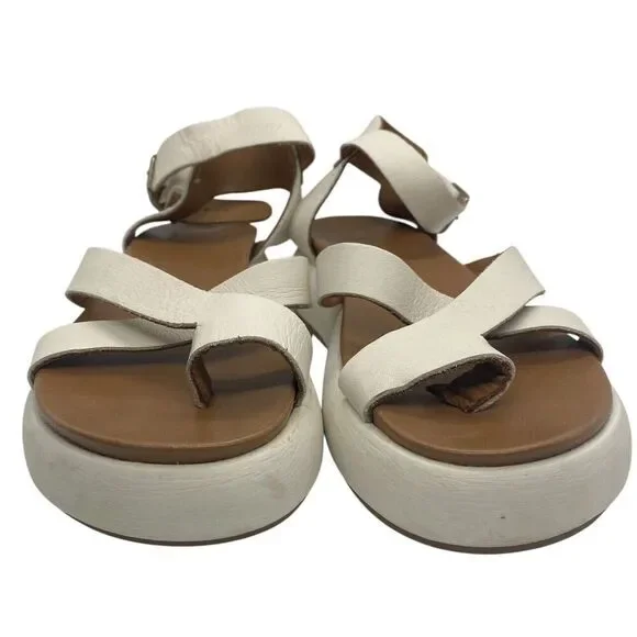 Varese Ivory Toe Ring Platform Sandals Ankle Strap Modern Chunky Size 38 / 7.5 - Picture 4 of 14